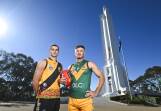 Albury's Jake Page (left) and North Albury's Julian Hayes will meet in the annual Anzac Day clash. Picture by Mark Jesser
