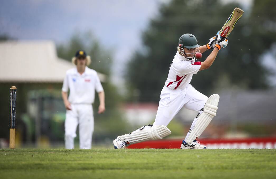 EYES ON THE BALL: CAW Country's Eddy Ziebarth starred in his team's win over Wang Gold in Junior Country Week's cricket carnival. Picture: JAMES WILTSHIRE