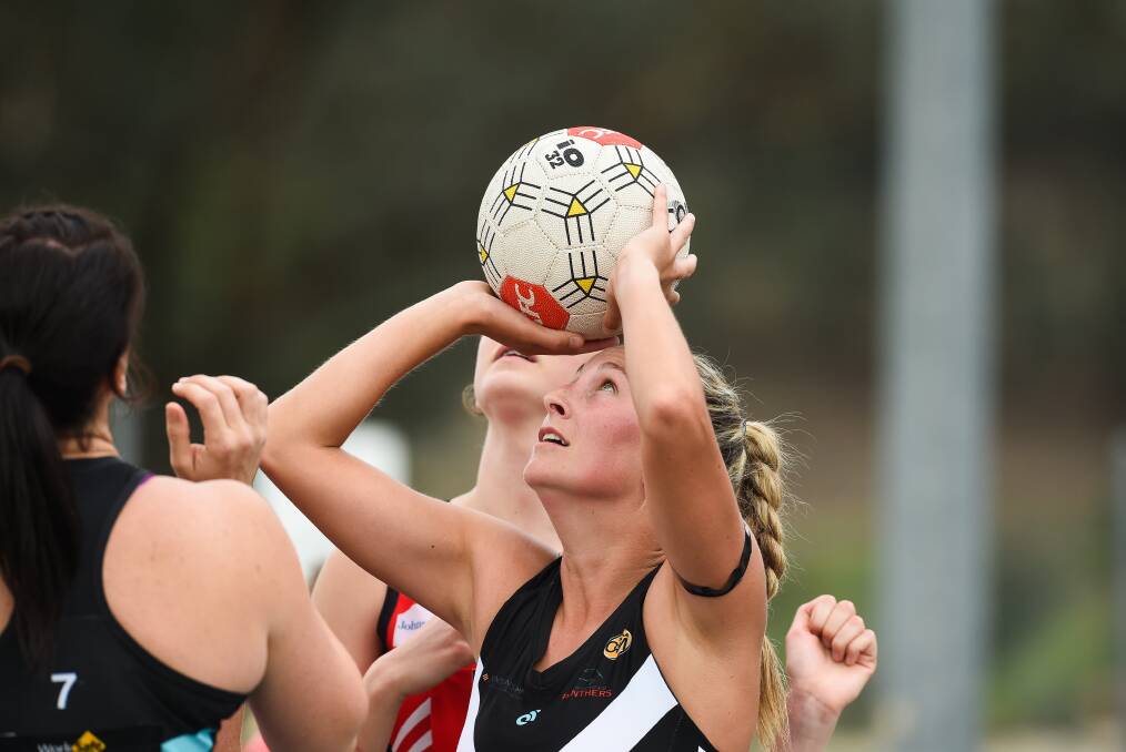 ON TARGET: Lavington's Skye Hillier landed nine goals in her team's win over Myrtleford. Hillier forms a potent combination with Alison Meani and Sarah Senini.