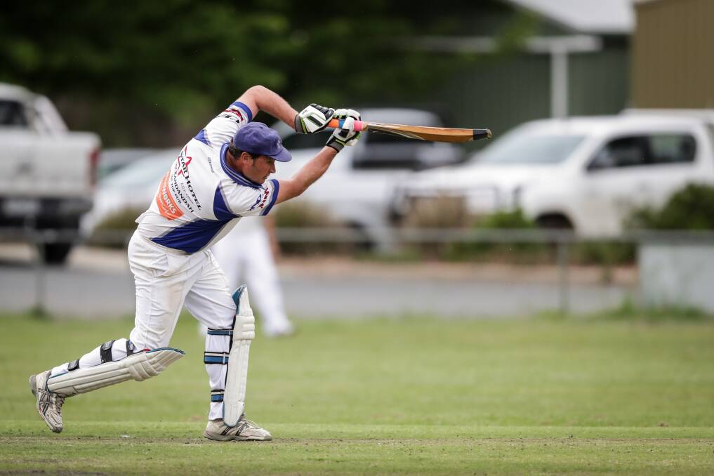 CLASSIC STYLE: Yackandandah's Graham Martin shows a superb technique during his innings of 19 against Corowa.