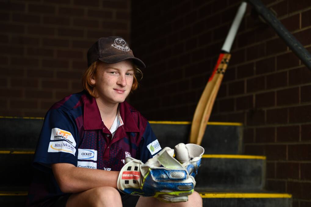 YOUNG GUN: East Albury's Miles Hemann-Petersen is believed to be Cricket Albury-Wodonga's youngest ever first-grade player at 13. Picture: MARK JESSER