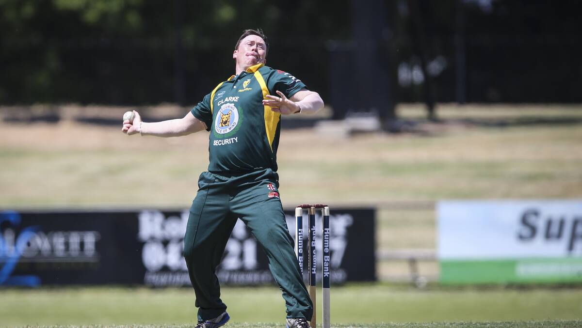 WELL BOWLED: North Albury's Greg Daniel claimed 3-25 in the thrilling win over Wodonga. Picture: JAMES WILTSHIRE