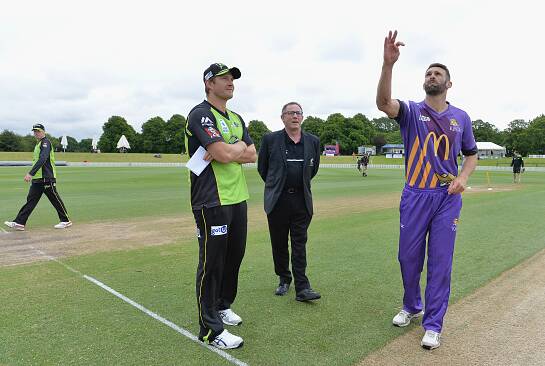 RULED OUT: Sydney Thunder's Shane Watson watches the coin toss against the Canterbury Kings.