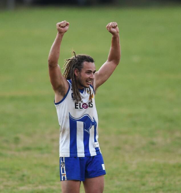 Lee Dale celebrates a thrilling win last year. He will play with Southport Sharks this season.