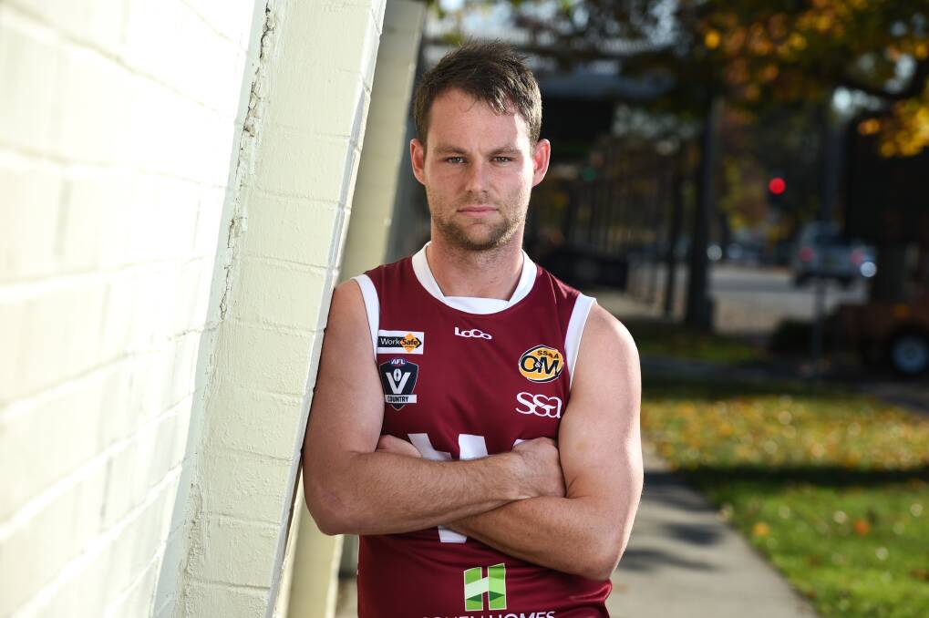 HAPPY HODGKIN: Wodonga's Jarrod Hodgkin kicked six goals and snared 36 possessions in a best on ground performance against Corowa-Rutherglen.