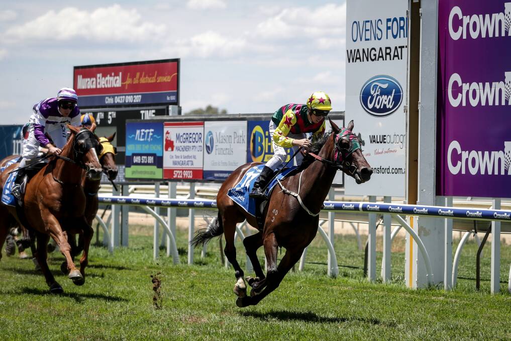 DROUGHT BREAKER: Tubbs Gift snapped an 18-month winless streak for the David O'Prey stable at Wangaratta on Tuesday. Picture: JAMES WILTSHIRE