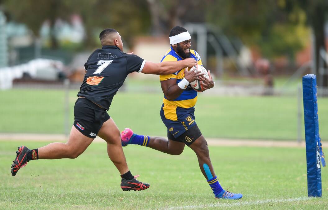 Steamers' Uraia Vuluma braces for contact against Griffith on Saturday. The home side won by 22 points. Picture: MARK JESSER