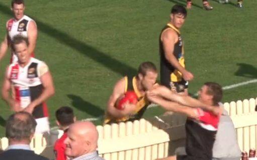 INVESTIGATION LAUNCHED: Albury's Chris Hyde is the subject of an O and M investigation following an incident involving a Myrtleford spectator during Saturday's game. 