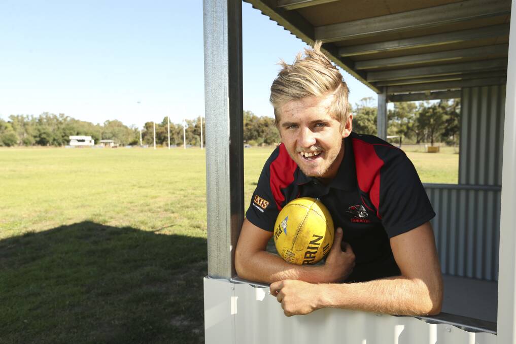 SAM'S PLANS: Sam Murray at his former ground in Henty prior to the 2015 AFL Draft. Murray is now playing in defence as he chases a senior spot with the Sydney Swans.