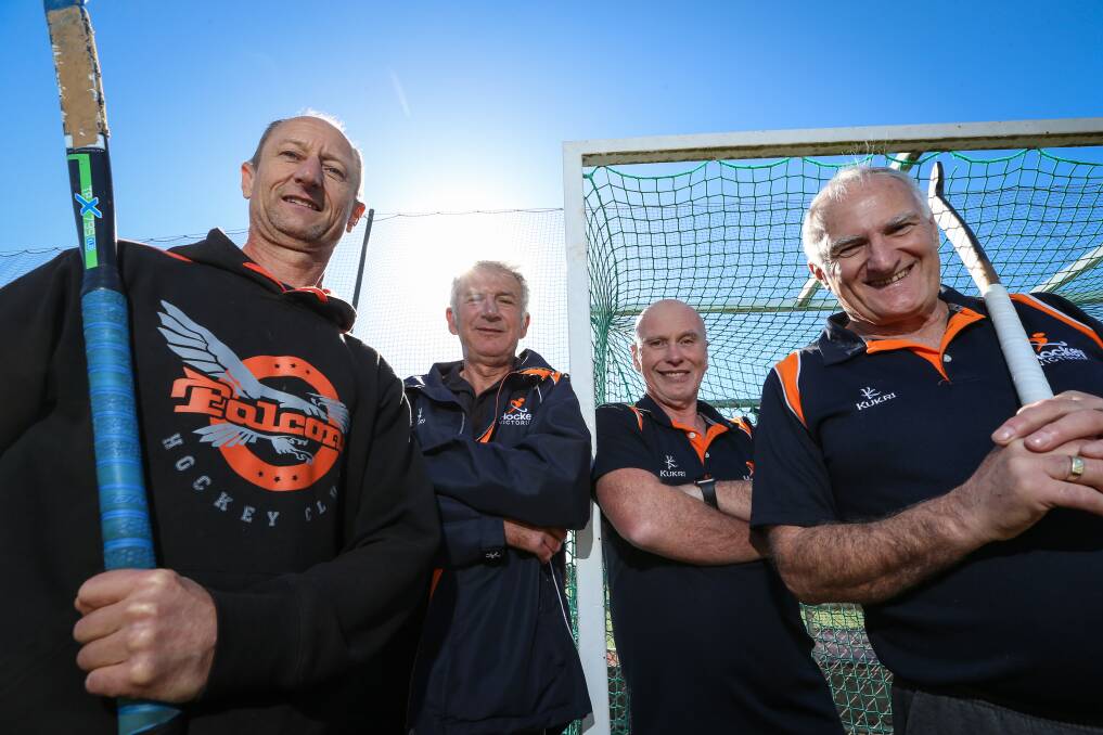AGE NO BARRIER: Ivo Mol, Laddie Bardy, John Dommett and Dennis Martin are among the several masters selections from Hockey Albury-Wodonga. Picture: JAMES WILTSHIRE