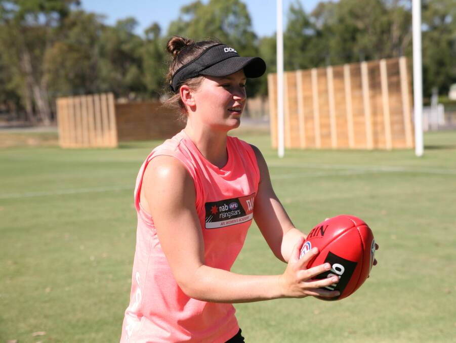 WORKHORSE: Despite nursing an ankle injury, Alyce Parker completed drills at the AIS AFL women's academy camp. Picture: AUSTRALIAN SPORTS COMMISSION