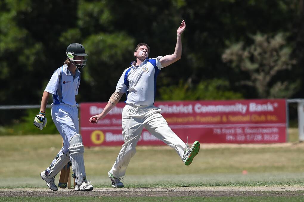 ON TARGET: Beechworth's Mark Butters was one of many local bowlers among the wickets last weekend. He finished with 2-2 against Rovers United-Bruck.