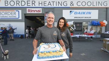 Border Heating and Cooling owner David Sinclair with wife and business manager Kaz Sinclair at the 30th anniversary celebration for the Wodonga business on Thursday, March 28. Picture by Mark Jesser