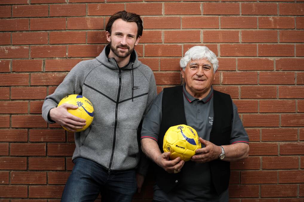 Border-born Socceroos export Josh Kennedy returned home to play in the Butterfly Football Fund charity match organised by Carlo Villani last October. Picture: JAMES WILTSHIRE