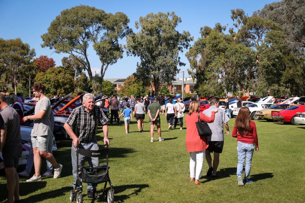 Large crowds flocked to the show and shine at the 2022 Camaro and Firebird Nationals at Albury's Hovell Tree Park. Picture by James Wiltshire