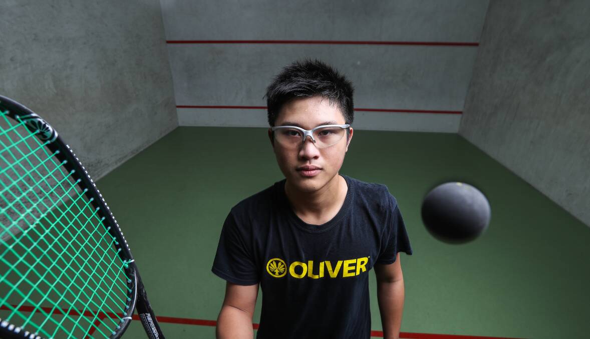 RISING STAR: Albury's Daniel Chu, 16, puts on his game face at the launch of the brand new inter-town squash competition. Picture: MARK JESSER