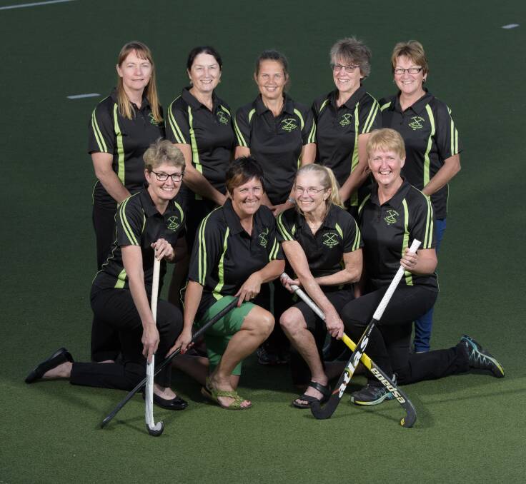 KEEN: Sue Mol, Deb Birrell, Ro Smith, Marg Brown, Maxine  Eyles. Front: Jane Verbunt, Sandy Nickels, Beth Simpson, Cayte Campbell ahead of the World Masters Games. Absent: Jane Ryan and Dionne Hartley. Picture: SIMON BAYLISS