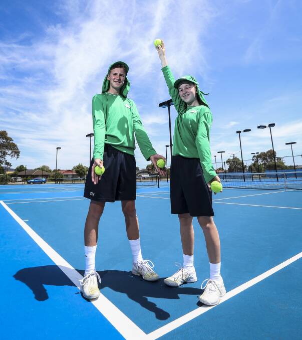 OPEN SEASON: Ryan Hooper and Zali Lieschke, both 15, have been selected as ball kids for the 2017 Australian Open after months of training. Picture: JAMES WILTSHIRE