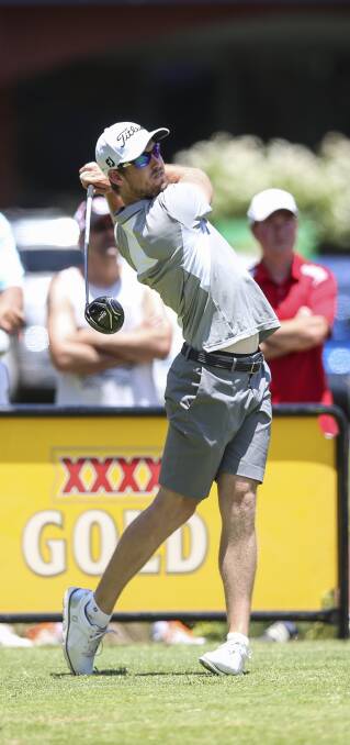 STAR POWER: 2015 Australian PGA Championship winner Nathan Holman showcases his talent at Corowa Golf Club. Pictures: JAMES WILTSHIRE
