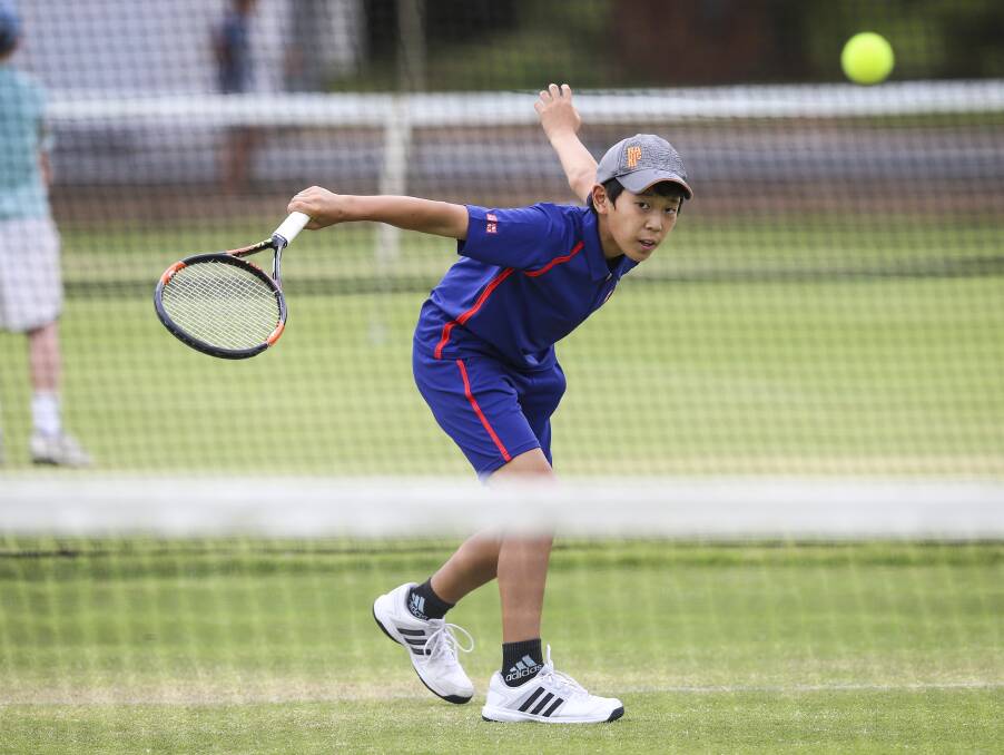 SUBLIME: Haruto Ishikawa shows off his backhand slice during his under 12s singles quarter-final against Rory Parnell on Friday.