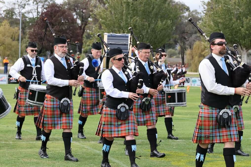 Albury Wodonga Pipes and Drums members competing at the National Pipe Band Championships in Maryborough. Picture by Sally Brisolin