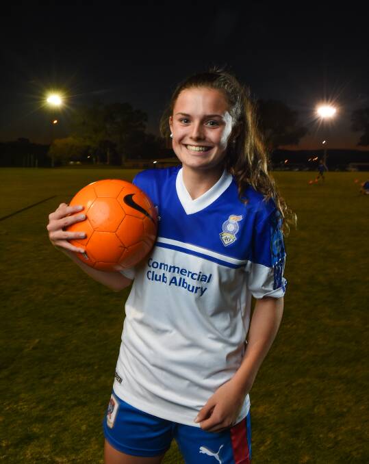 STAR ON THE RISE: Albury City's Mackensy Mathews has received a call-up for the NTC Challenge to play in the Northern NSW-Newcastle Jets team. Picture: MARK JESSER