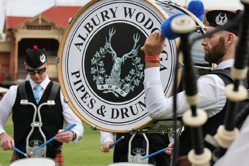 Albury Wodonga Pipes and Drums competed at the Australian Pipe Band Championships for the first time in Maryborough on Saturday, April 13. Picture by Sally Brisolin
