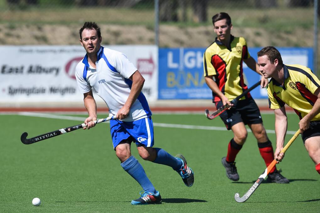 WELCOME BACK: North's Andrew Wilks made a return to the Hockey Albury-Wodonga competition against CR United last weekend. Picture: MARK JESSER
