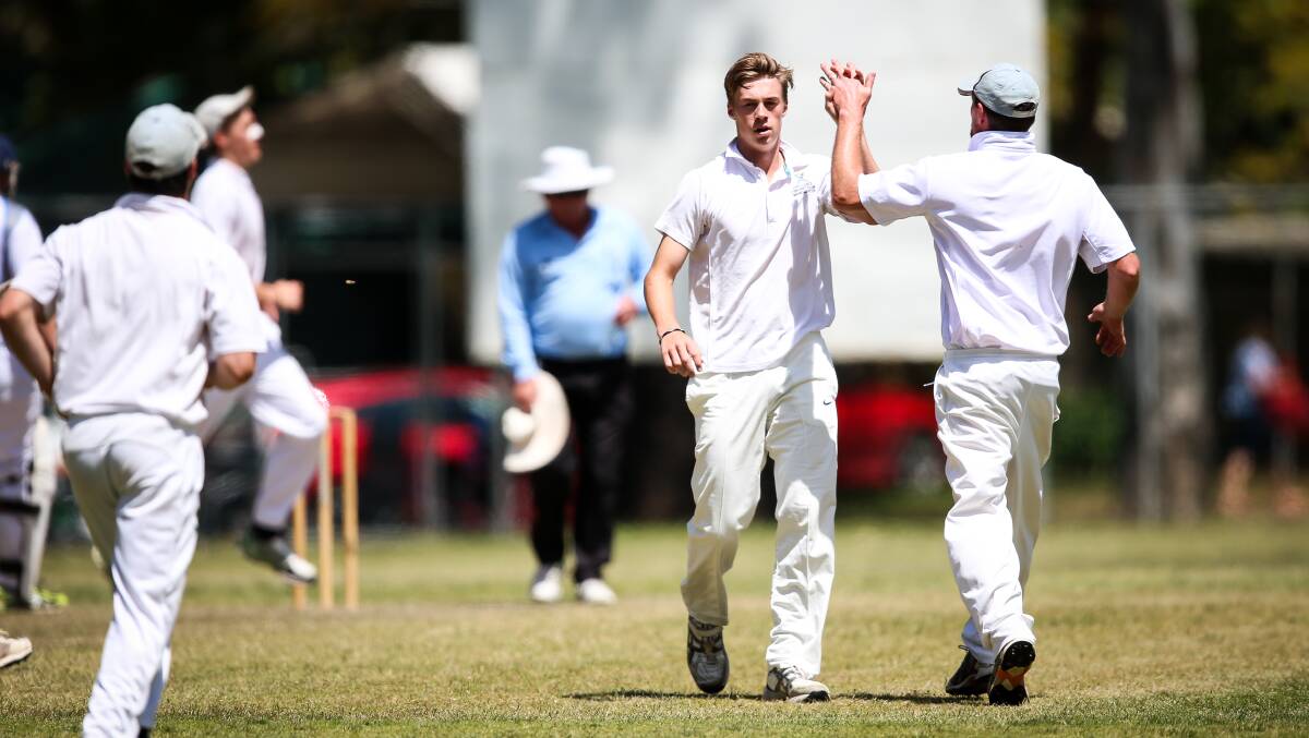 STRONG SHOWING: Fraser Ellis claimed 3-26 and made a handy 17 with the bat in City Colts' victory against reigning premiers Beechworth on the weekend.