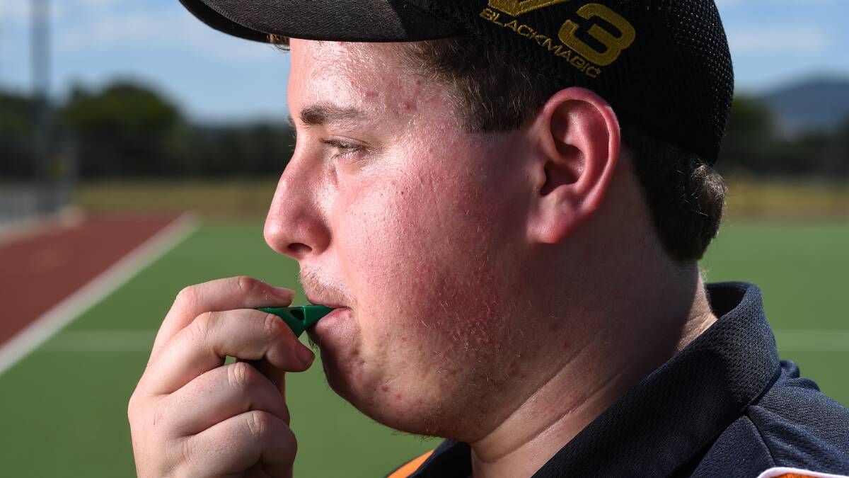 CALL THE SHOTS: Wodonga's Jeremy Bahr aspires to be an international hockey umpire after stepping aside from playing to take on the role full-time. Pictures: MARK JESSER