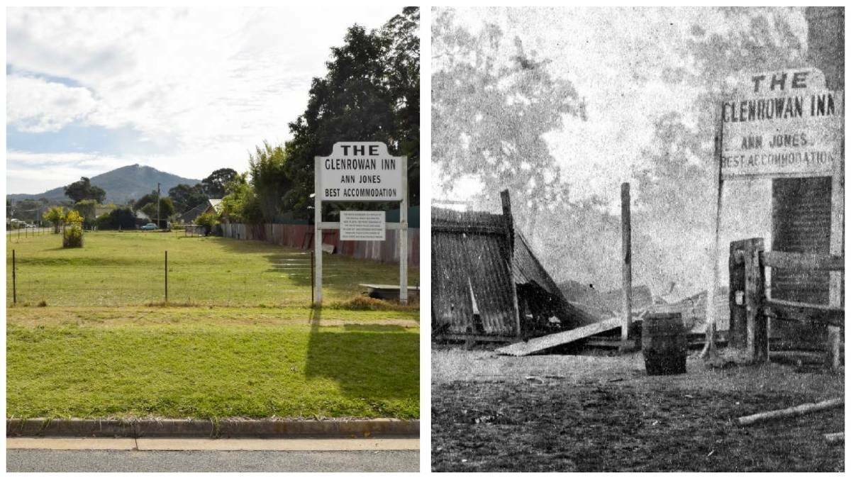 The site of the Kelly Gang siege is on the market for the first time in 65 years (left photo Garry Nash Real Estate).
