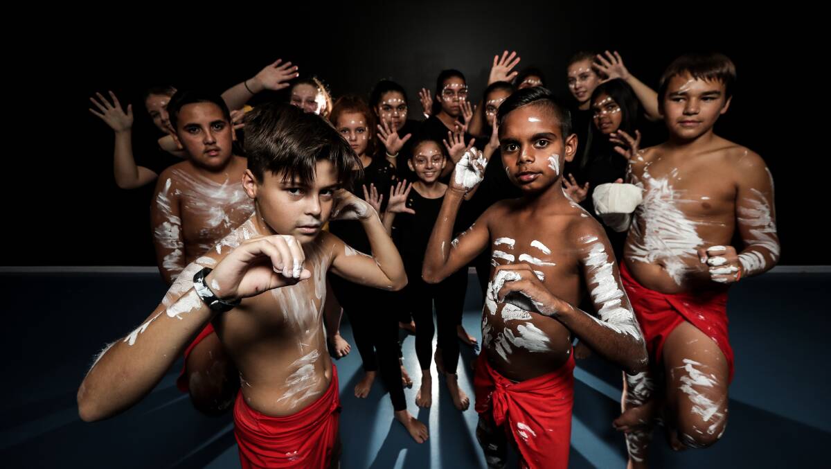 READY: Joel Steele, 14, Iziaha Johnson, 13 and the Aboriginal Dance Troupe are ready to take on Canberra. Picture: JAMES WILTSHIRE