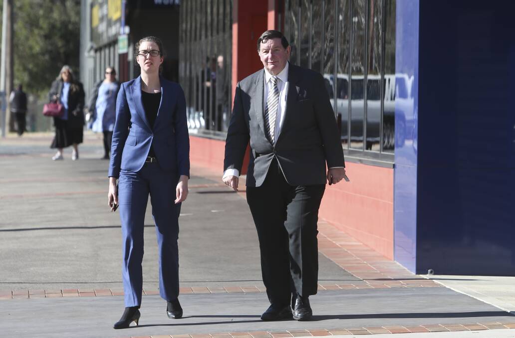 Top job: Crown prosecutor Max Perry (right) travelled from Melbourne to Wangaratta to lead the case against 27 drug dealers on Thursday.