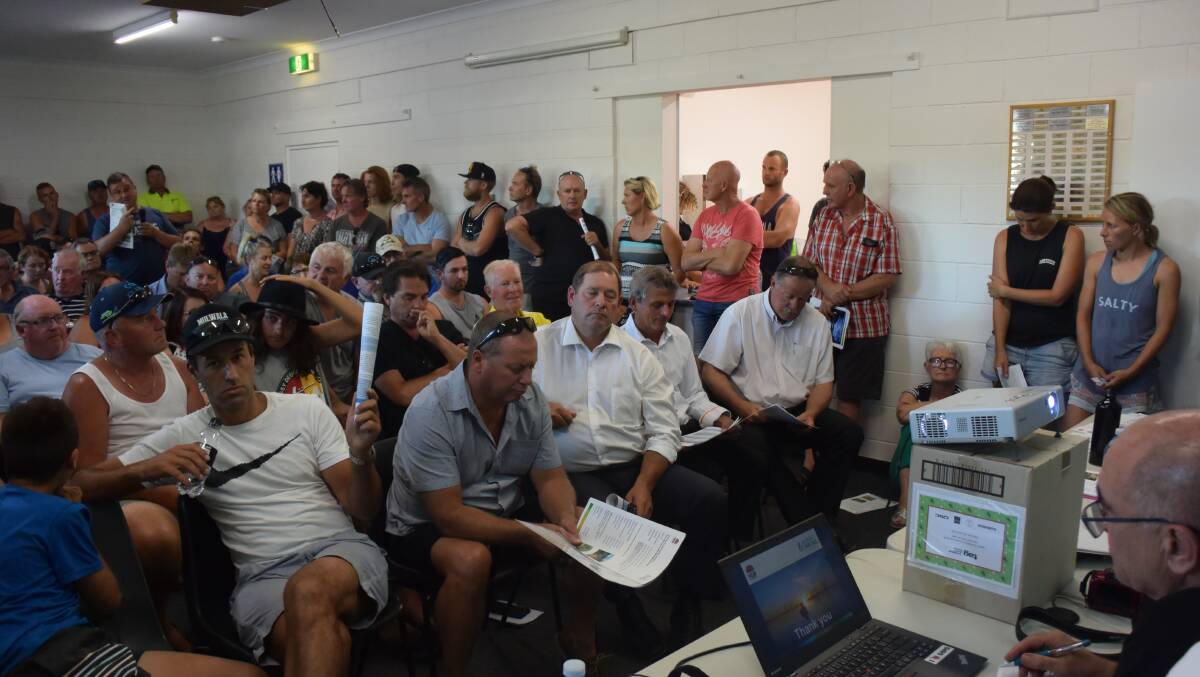 PACKED HOUSE: A meeting at Bundalong earlier this month, at which Tim McCurdy said only 5 to 7 per cent of river erosion seems to be caused by boats.