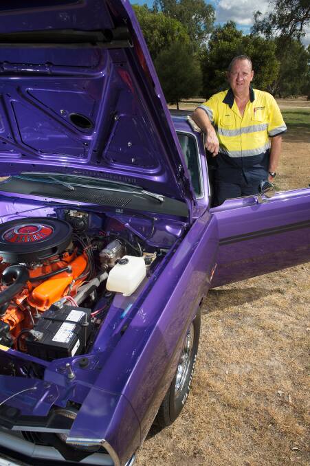 ENGINE ROOM: Glenn Huxley road tests his 1971 Dodge Demon 340 ahead of the 25th Chryslers on the  Murray at Gateway Lakes this weekend. Pictures: MARK JESSER