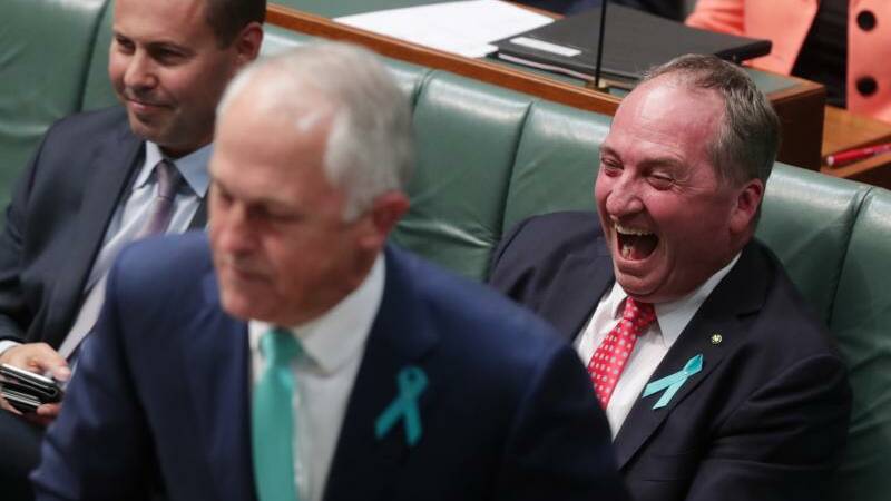 CARRY ON: Barnaby Joyce was amused but a reader says the behaviour of politicians in our federal Parliament last week was nothing but a disgrace.