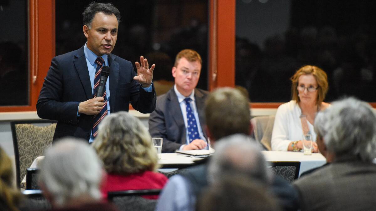 BLAME GAME: Shadow Attorney-General John Pesutto at Monday night's law and order forum held in Wangaratta. 