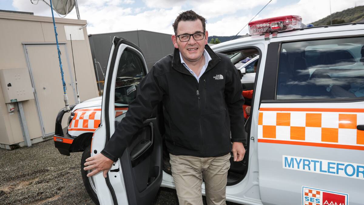 PREPARED: Premier Daniel Andrews defended emergency warnings about flooding as he visited what was meant to be the flood's epicentre, Myrtleford, on Sunday.