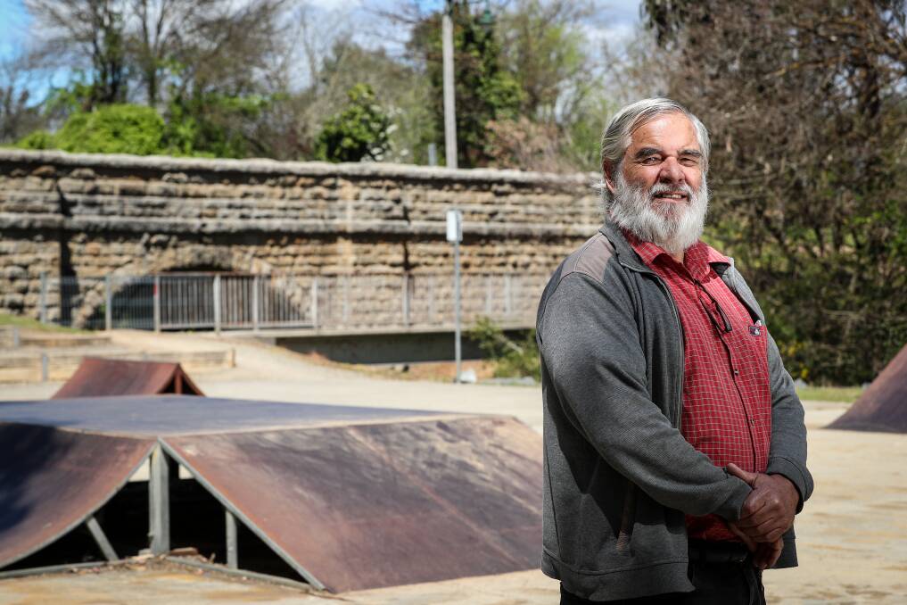 RECONSIDER: Kevin Poyner is among Yackandandah residents who want council to reconsider plans for a new skate park and develop a recreation space centred around the historic stone bridge. Picture: JAMES WILTSHIRE