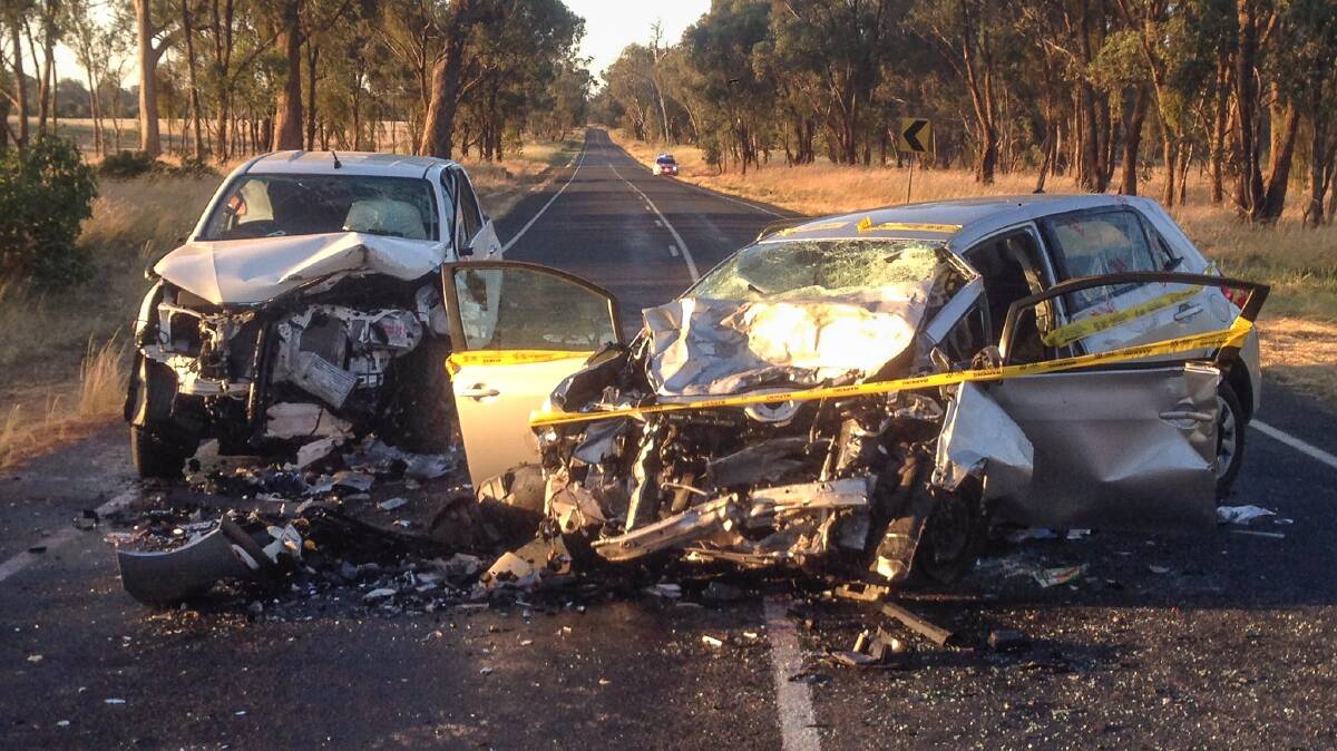 A teenage boy remains in a critical condition after a head-on collision near Peechelba on Friday evening. Picture: WIN NEWS