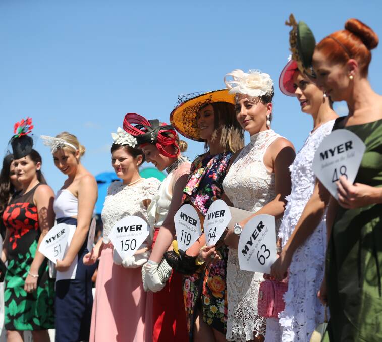 COLOUR-BLAST: Summery outfits were the choice at fashions on the field. Pictures: JAMES WILTSHIRE 