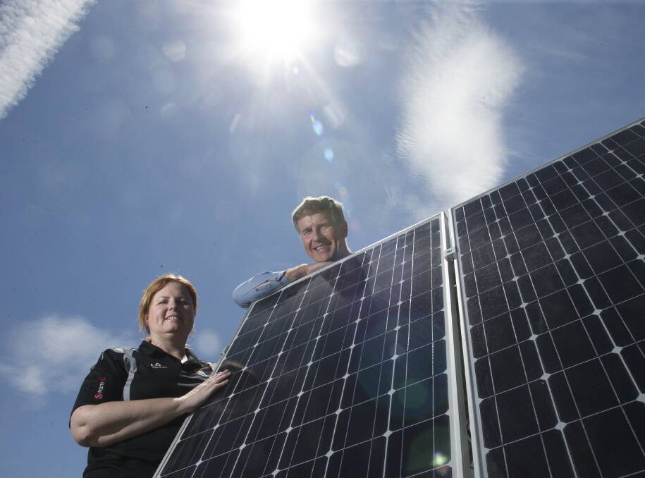 LOOKING FORWARD: Anything Solar director Bobbi McKibbin and spokesman for WATCH Lauriston Muirhead are positive about solar energy. Picture: ELENOR TEDENBORG