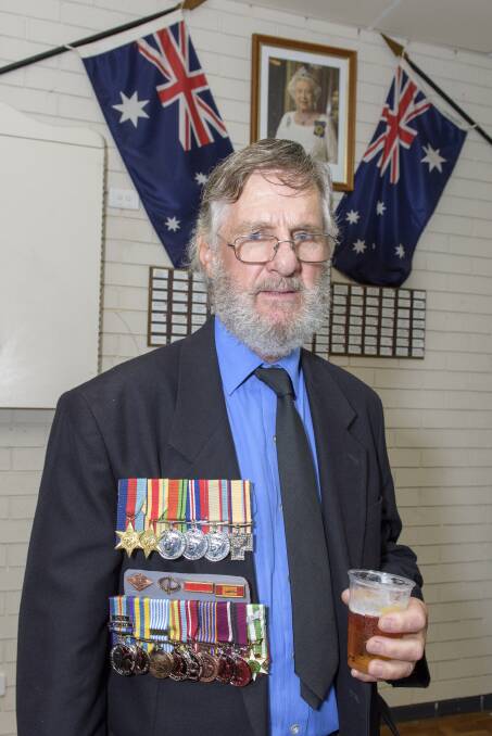 FOR DAD: Frank Mitchell of Wodonga attended his first dawn service in his home town, wearing the medals of father Leonard and brother Kevin. Picture: SIMON BAYLISS