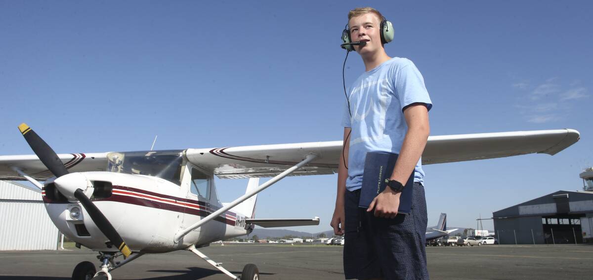 SKY-HIGH: Jack Woodman, 15, had his first solo flight on Friday, making him one of the youngest in Australia to do so. Pictures: ELENOR TEDENBORG