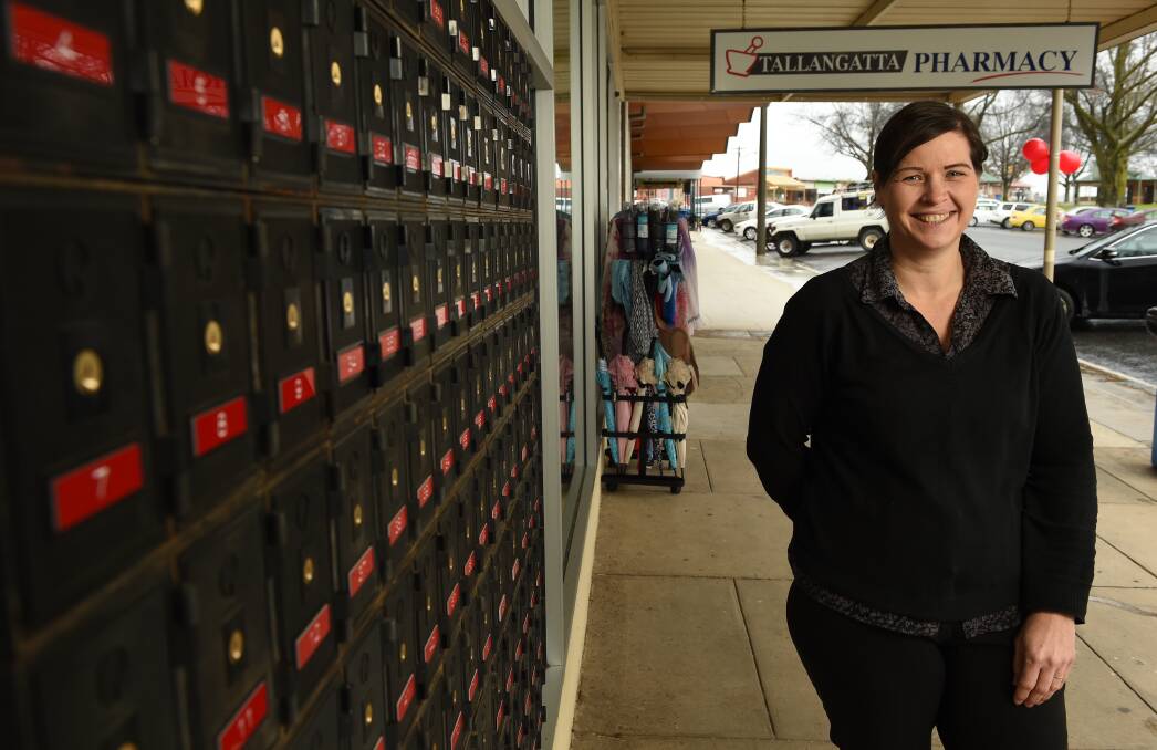 OPEN: Sandra Klippel will manage the post office in the Tallangatta Pharmacy, which opened on Monday after the Akuna Avenue shop closed. Picture: MARK JESSER