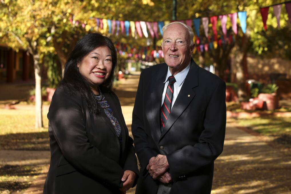 MILESTONE: John Richards celebrates 10 years of his support for the La Trobe University research initiative founded in his name, with the John Richards Initiative Director, Irene Blackberry. Picture: JAMES WILTSHIRE