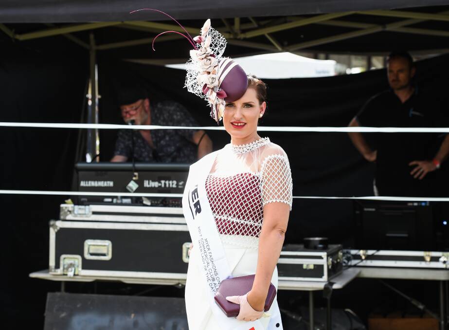 SURPRISE: Woomargama mum of three Elyse Lynch was shocked to win Myer Lady of the Day with her Bel Capello top, Maticevski skirt and Millinery by Mel fascinator, spending a day at the races as down-time. Pictures: MARK JESSER