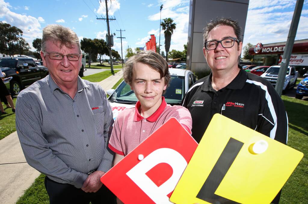 RECRUITS: Reece Causby, 16 of Wodonga will learn to drive with mentors Terry Ramadge and Gerald Cleeland. Picture: JAMES WILTSHIRE