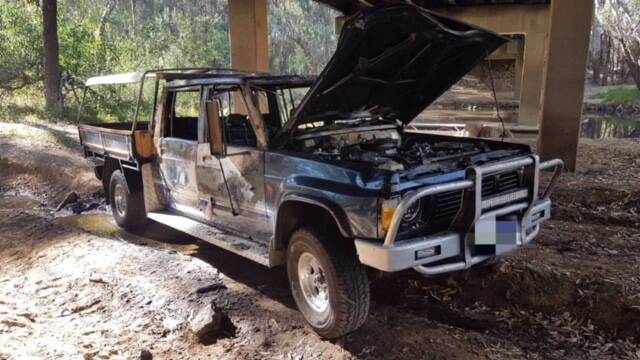 The 4WD was found gutted under the Wilson Road bridge in Wangaratta.