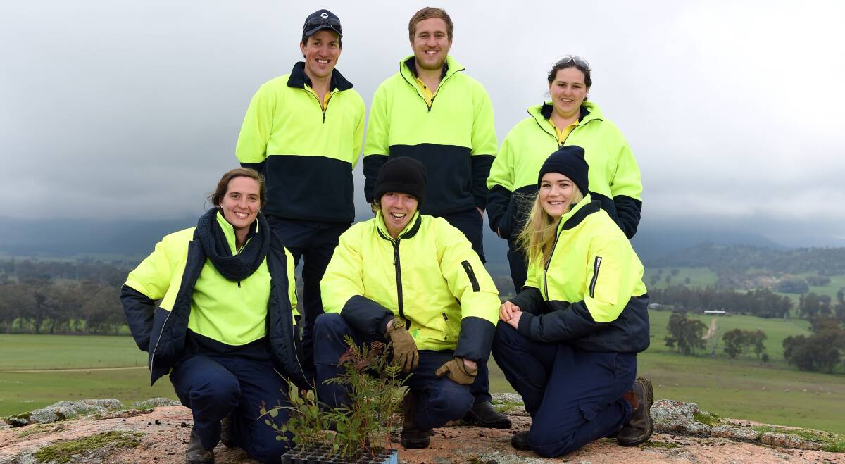 GREEN THUMBS: Holbrook green army workers (front) Hannah O'Dea, Caleb Hodges, Mikayla Heir and Tom Gascoyne, Jake Rose and Sarah Prior.
